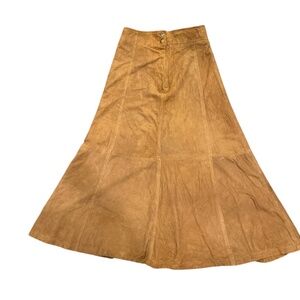Vintage 80’s British Khaki by Robert Lighton Brown A-Line Suede Skirt 6